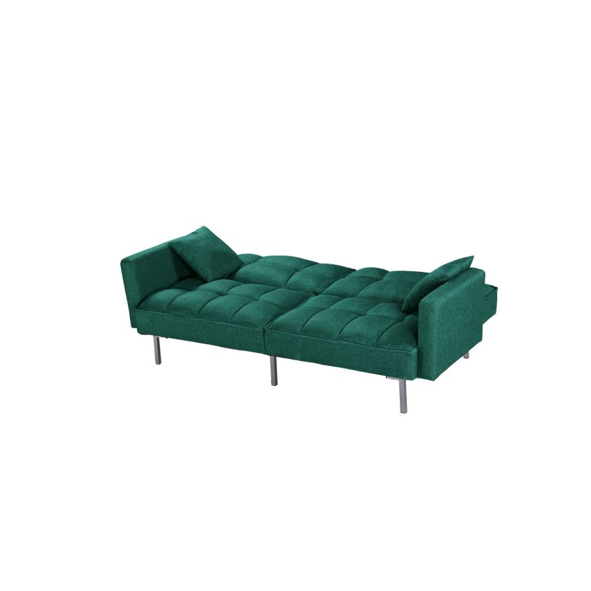 Canapea extensibila Eva, material textil, verde, 192x88x81 cm