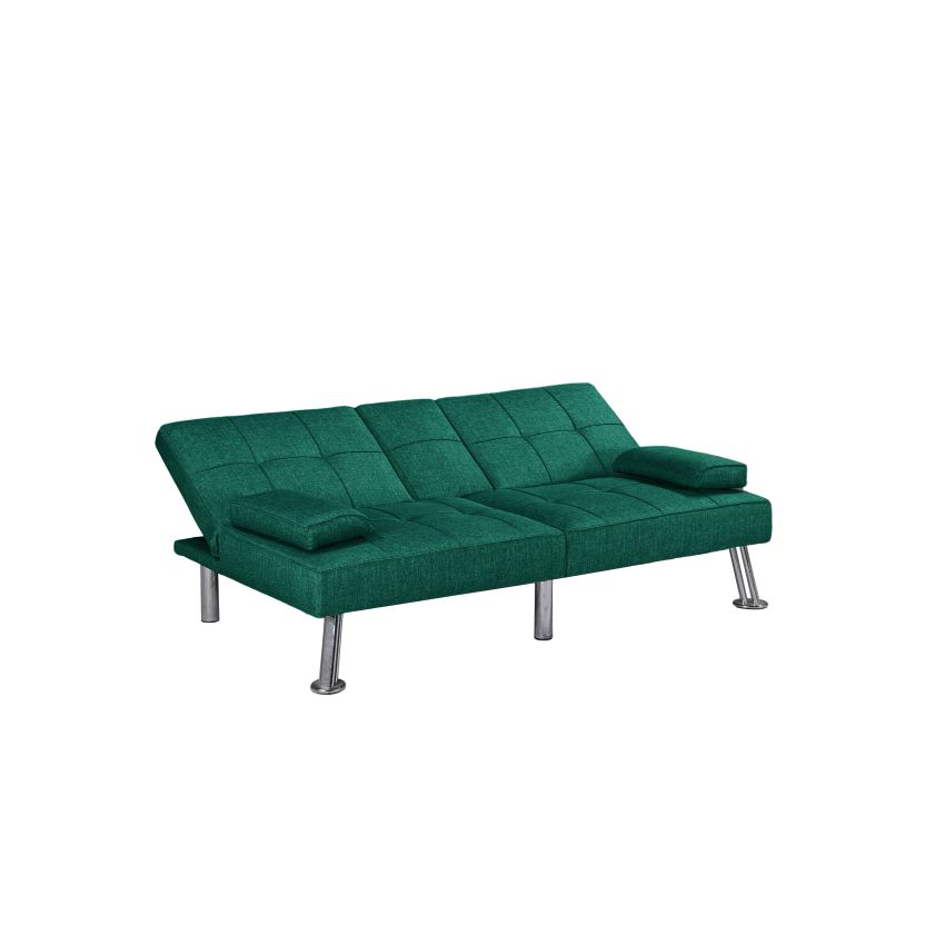 Canapea extensibila Petra, material textil, verde, 158x81x73 cm
