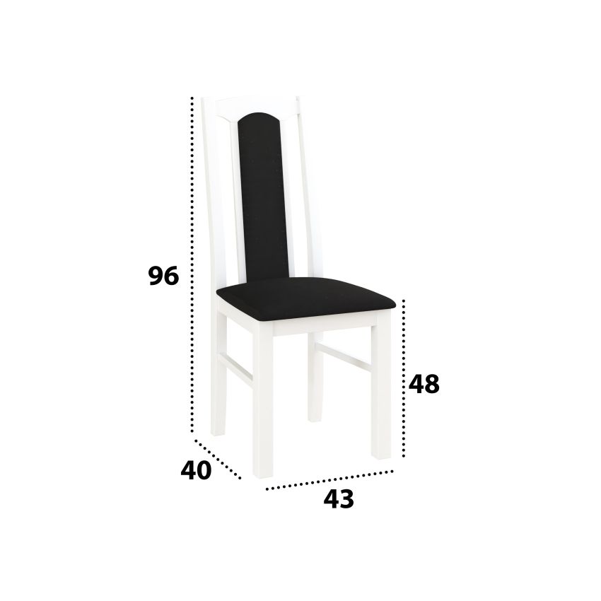 Set masa extensibila 120x150cm cu 4 scaune tapitate, mb-13 max5 si s-37 boss7 b22, alb, lemn masiv de fag, stofa