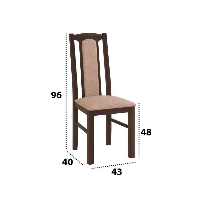 Set masa extensibila 120x150cm cu 6 scaune tapitate, mb-13 max5 si s-37 boss7 o15, nuc, lemn masiv de fag, stofa