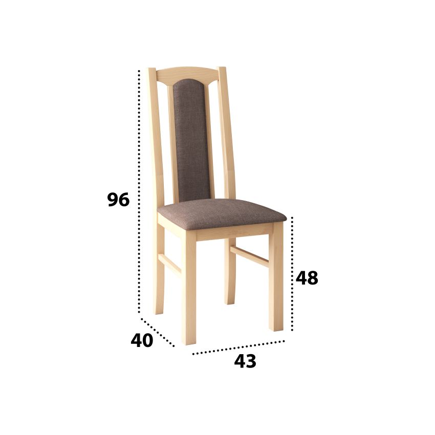 Set masa extensibila 140x180cm cu 6 scaune tapitate, mb-21 modena1 si s-37 boss7 s6, sonoma, lemn masiv de fag, stofa