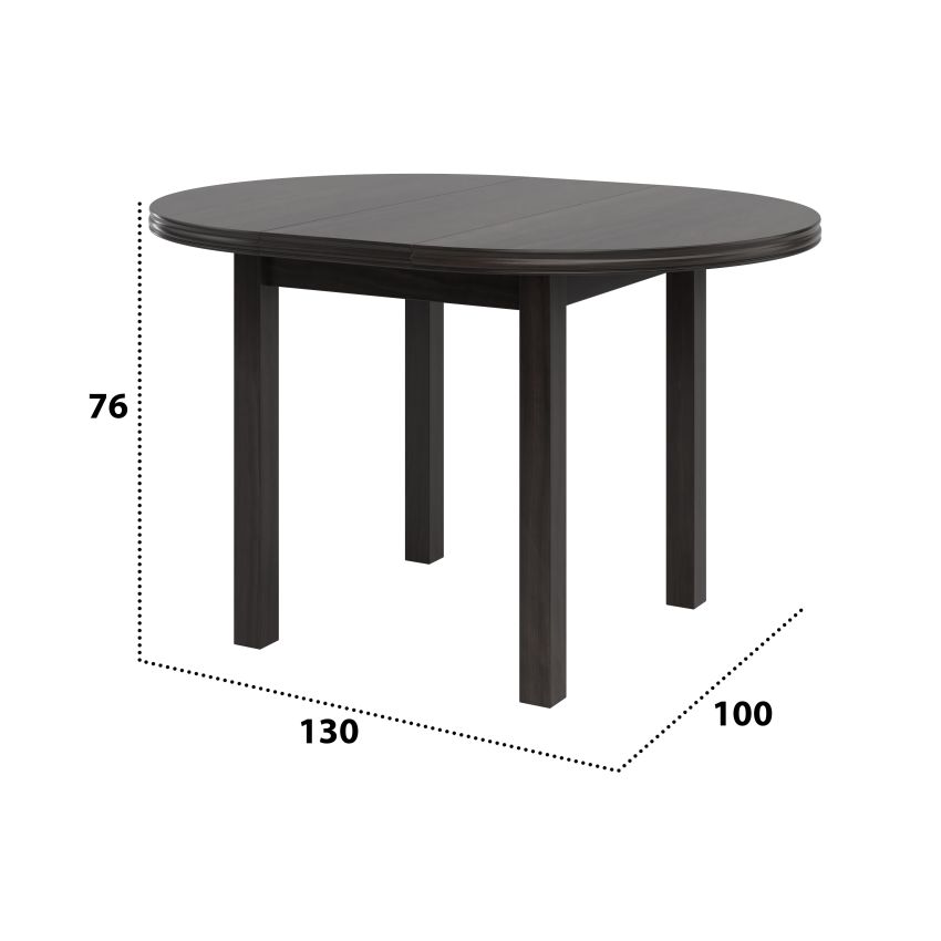 Masa living poli1 w, wenge, extensibila 100/130 cm, lemn masiv de fag/pal