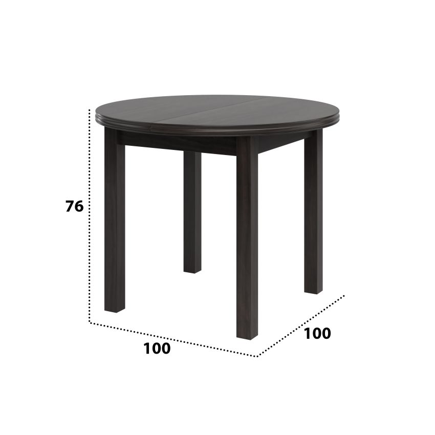 Masa living poli1 w, wenge, extensibila 100/130 cm, lemn masiv de fag/pal