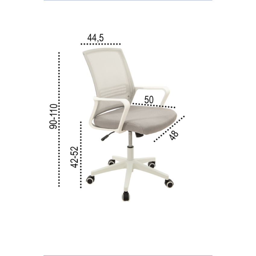Scaun birou S-196, Gri, 100x44.5x48 cm, Material Textil
