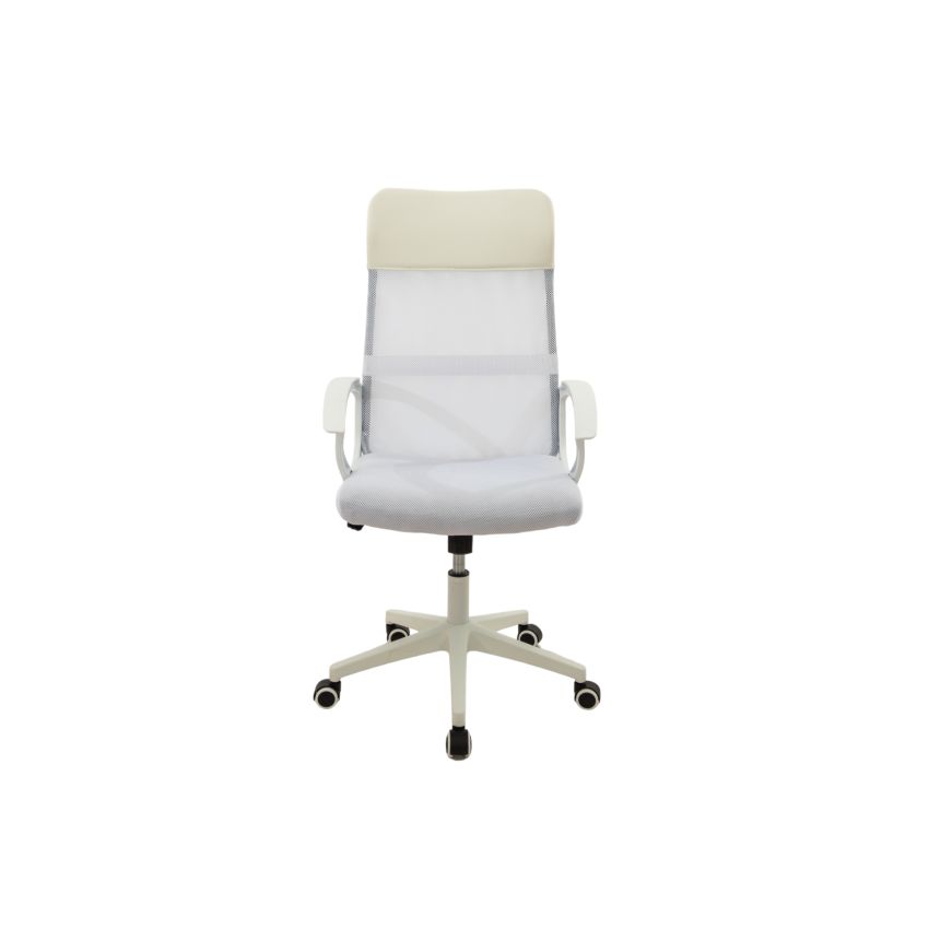 Scaun birou S-191, 116x45x49 cm, Alb, Material Textil