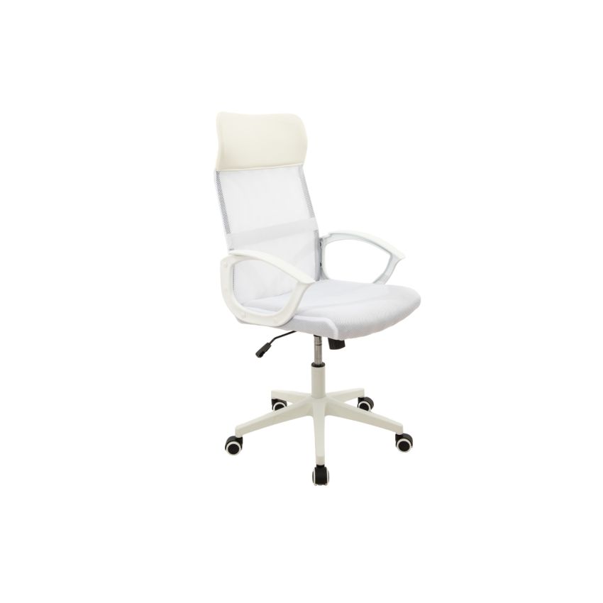Scaun birou S-191, 116x45x49 cm, Alb, Material Textil
