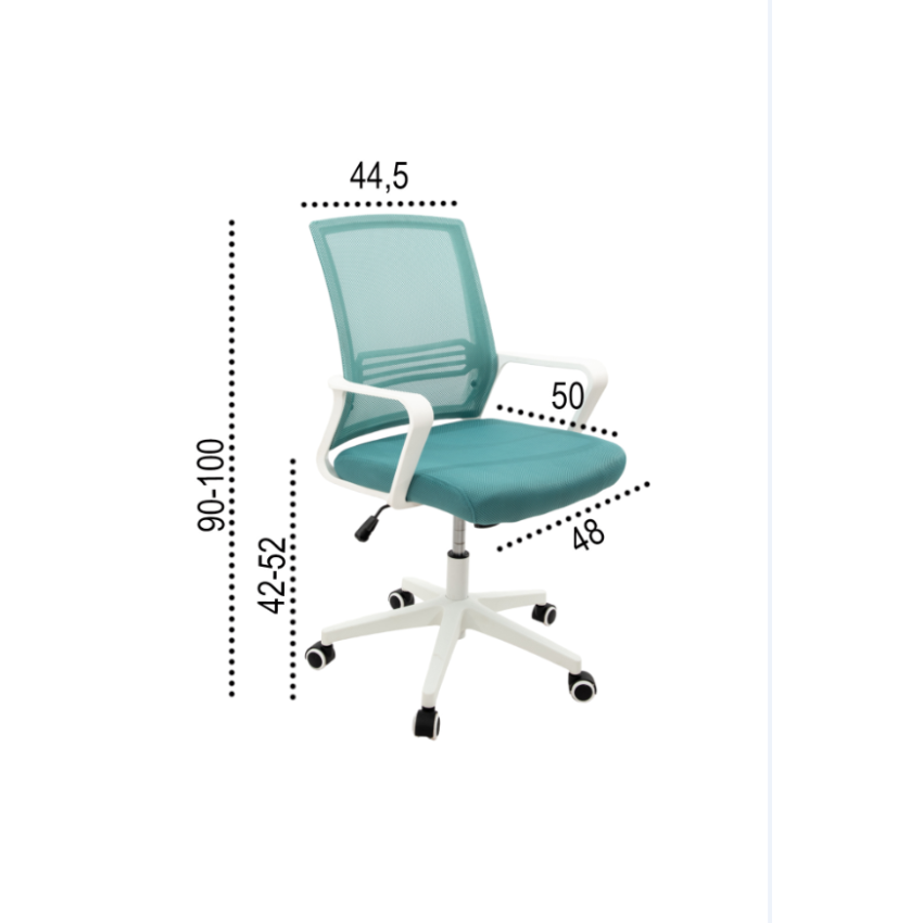 Scaun birou S-196, Turcoaz, 100x44.5x48 cm, Material Textil