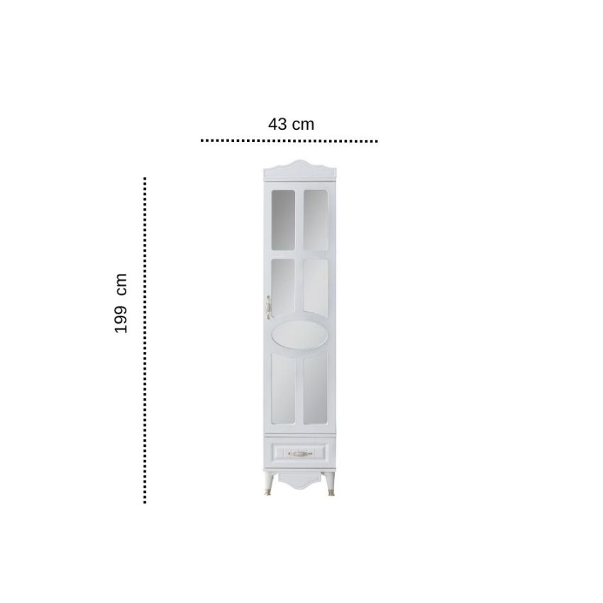 Garderoba nergis, 1d, alb, cu oglinda, 43x199 cm