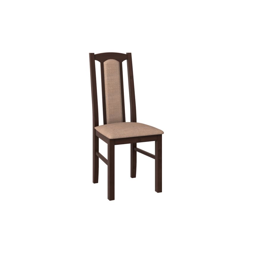 Set masa extensibila Kan 100x135 cm, lemn masiv, culoare nuc, blat din mdf cu 6 scaune tapitate S-37 Boss7 o15, stofa