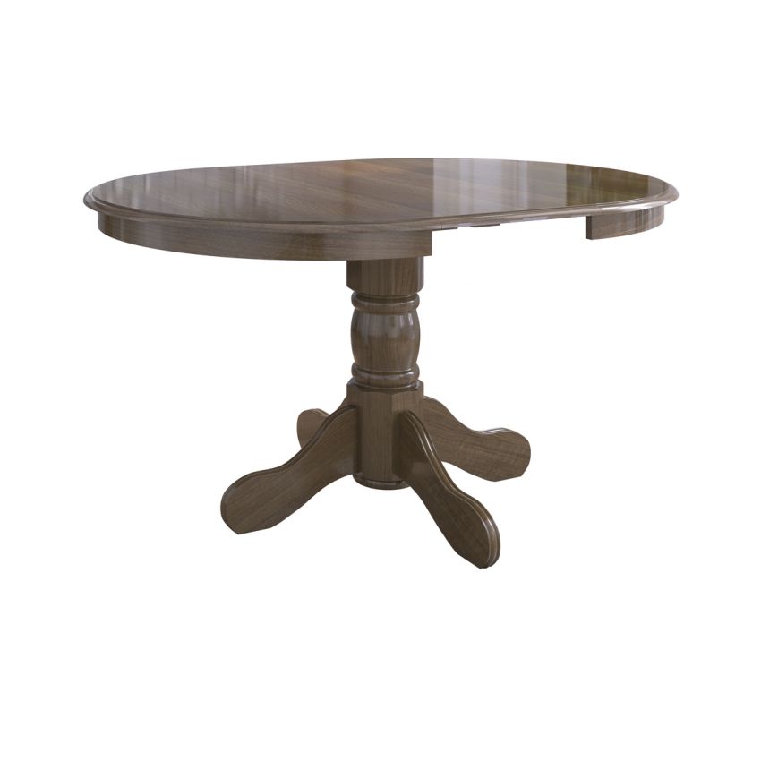 Set masa extensibila Kan 100x135 cm, lemn masiv, culoare nuc, blat din mdf cu 4 scaune tapitate S-37 Boss7 o15, stofa