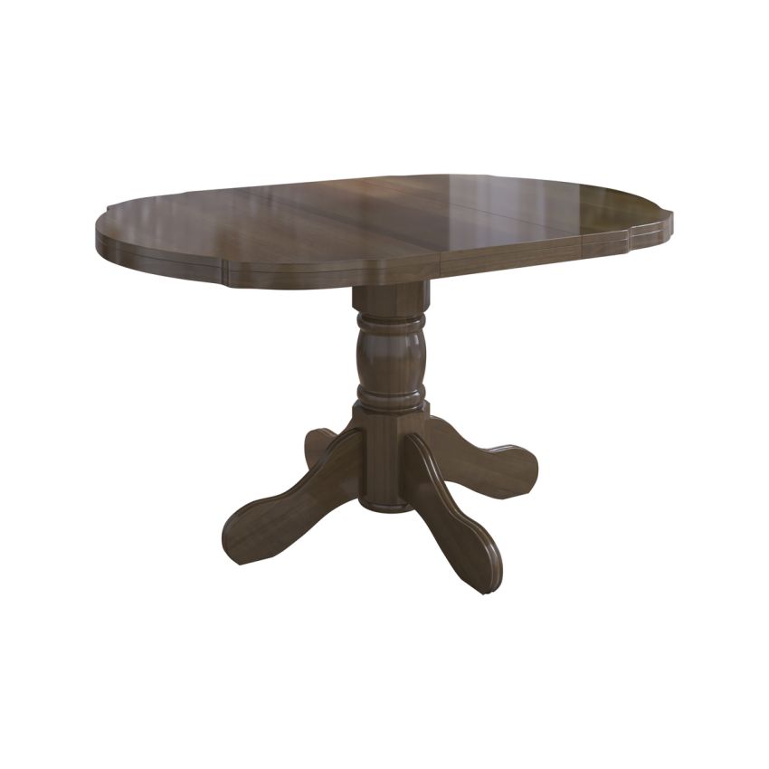 Set masa extensibila Kan 100x135 cm, lemn masiv, culoare nuc, blat din mdf cu 6 scaune tapitate S-37 Boss7 o2, stofa