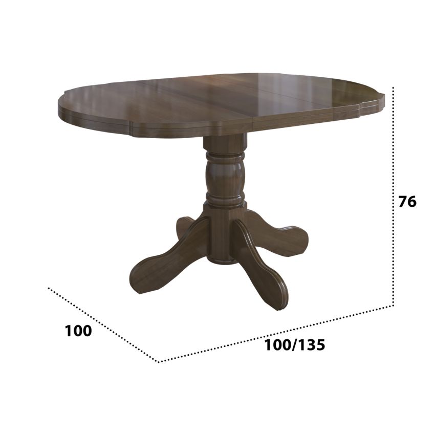Set masa extensibila Kan 100x135 cm, lemn masiv, culoare nuc, blat din mdf cu 6 scaune tapitate S-37 Boss7 o2, stofa
