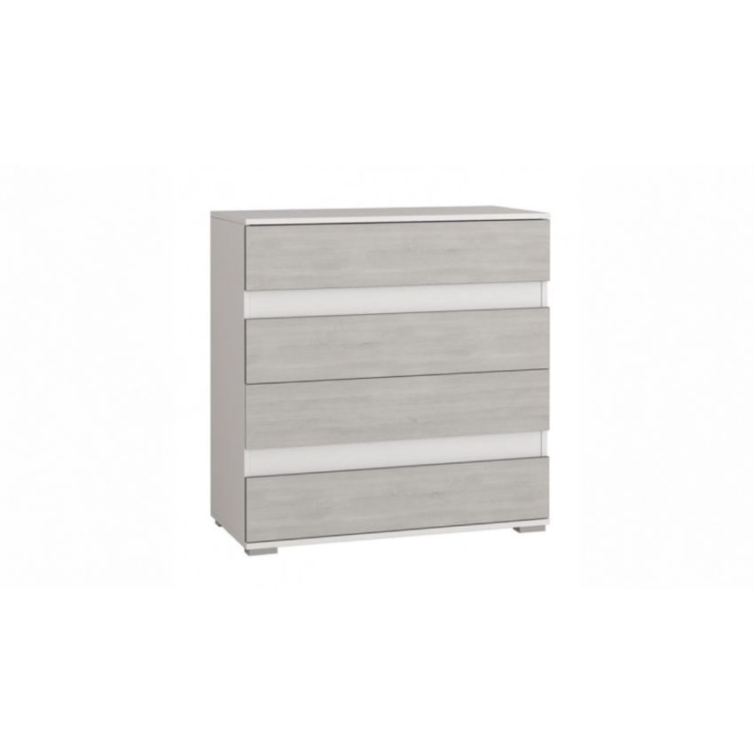Comoda valentin, gri/alb, 4 sertare, 90x43x90 cm