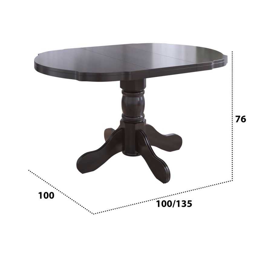 Masa extensibila Kan 100x135, lemn masiv, culoare wenge, blat din MDF