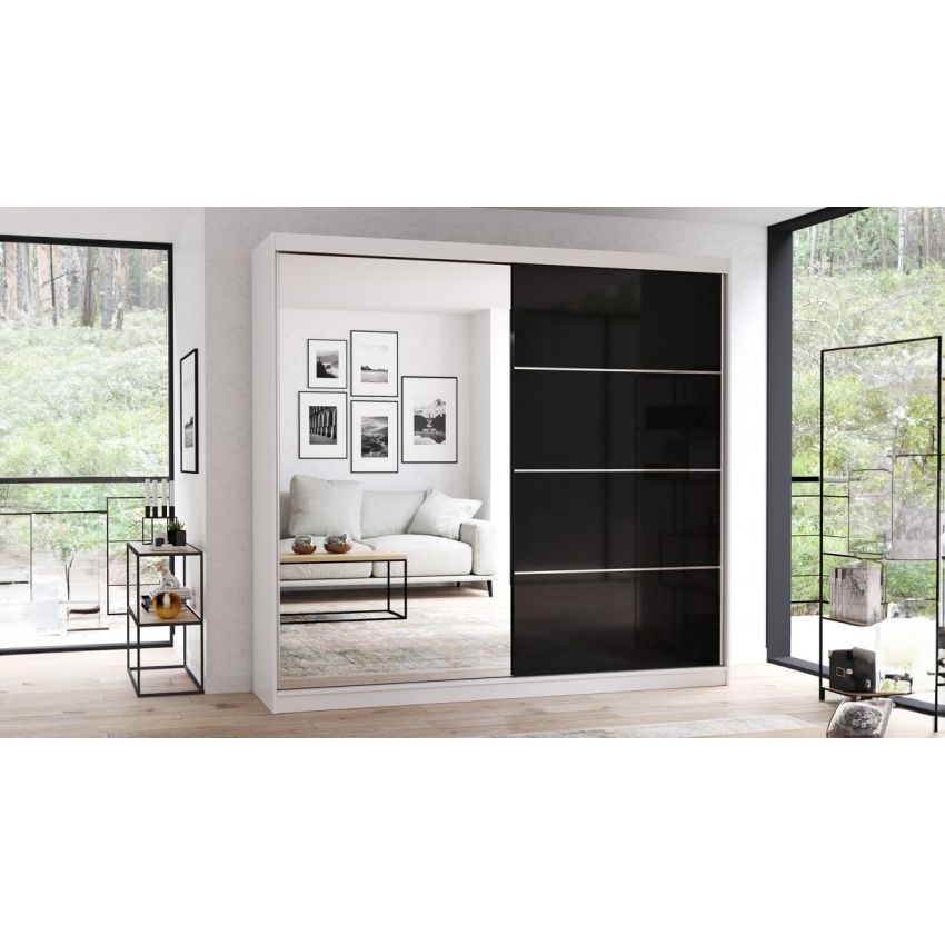 Dressing Ovidiu 31, 233x218x61 cm, culoare alb/negru