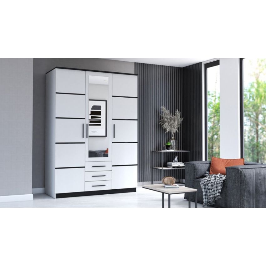Dressing Stefan 3d , alb/negru, 150 x 210 x 64 cm