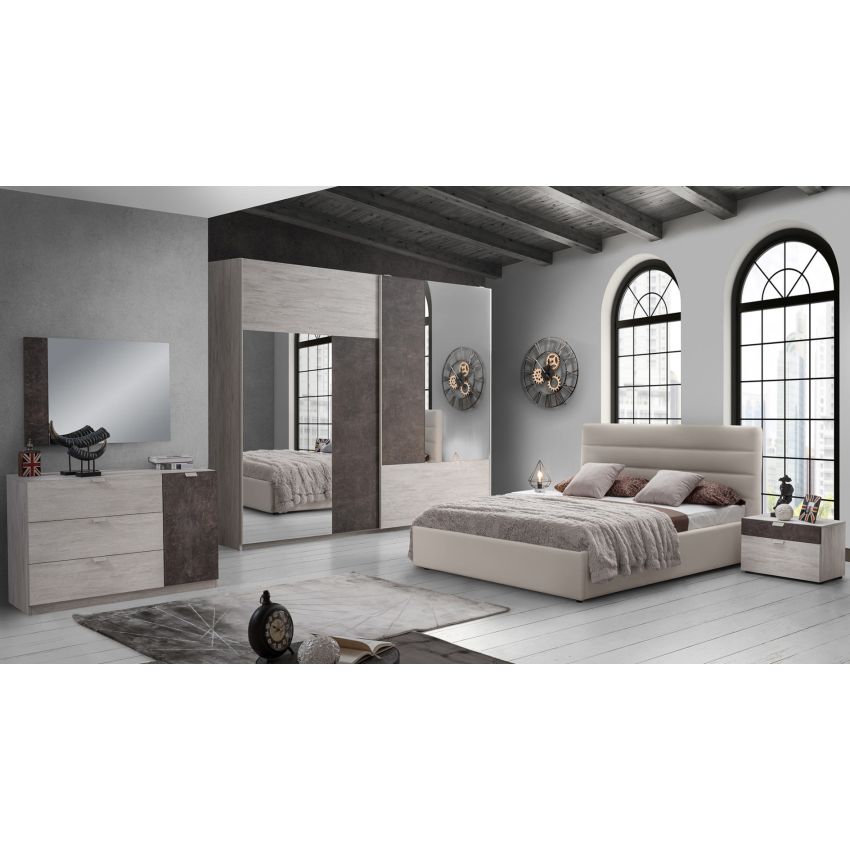 Set dormitor Urban, ulm/maro, pat 180x200 cm, dulap, comoda, 2 noptiere