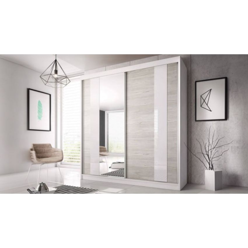 Dressing Ovidiu 32, 183x218x61 cm, culoare alb/gri