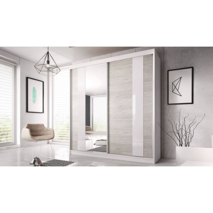 Dressing Ovidiu 32, 203x218x61 cm, culoare alb/gri