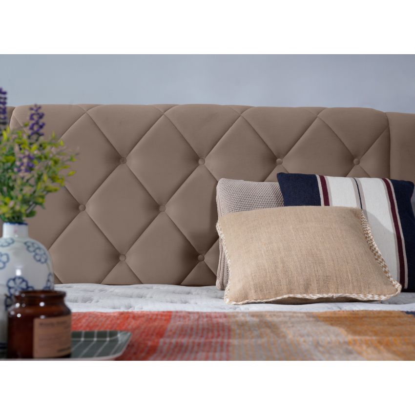 Pat Encanto 160 x 200 , tapitat, culoare cappuccino