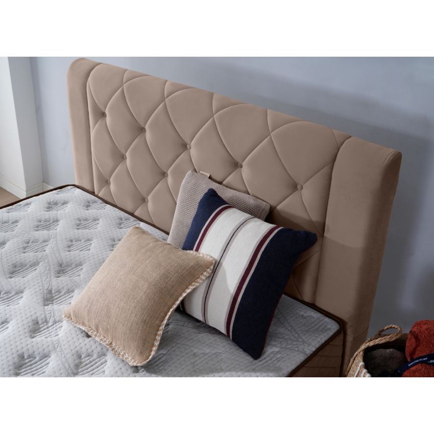 Pat Encanto 160 x 200 , tapitat, culoare cappuccino