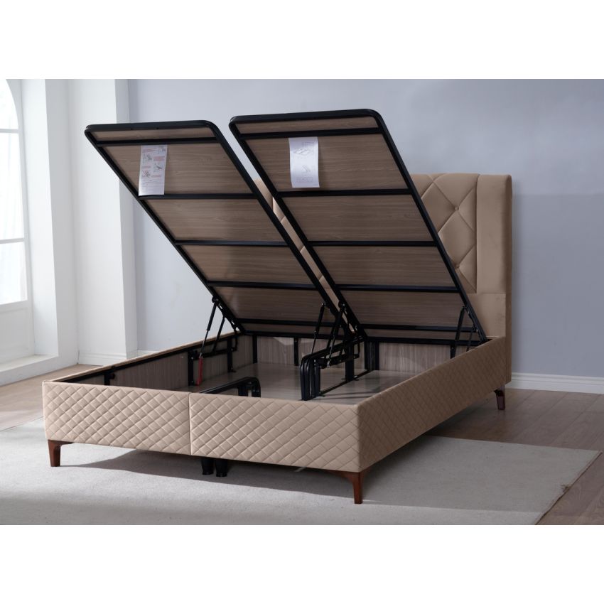 Pat Encanto 160 x 200 , tapitat, culoare cappuccino