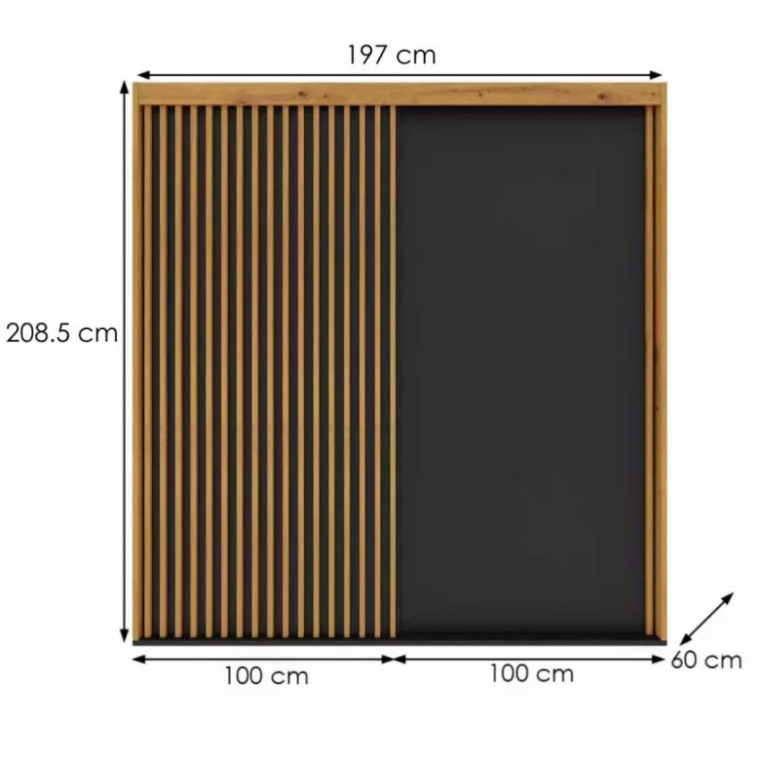 Dressing Nairobi, negru / artisan, 200 cm