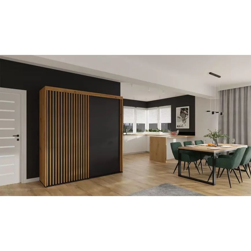 Dressing Nairobi, negru / artisan, 200 cm