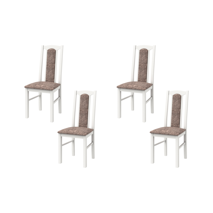 SET 4 Scaune din lemn masiv de fag tapitat cu stofa S-37 Boss7 25B, Alb