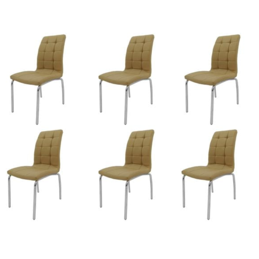 Set 6 scaune bucătărie s-02, culoare camel