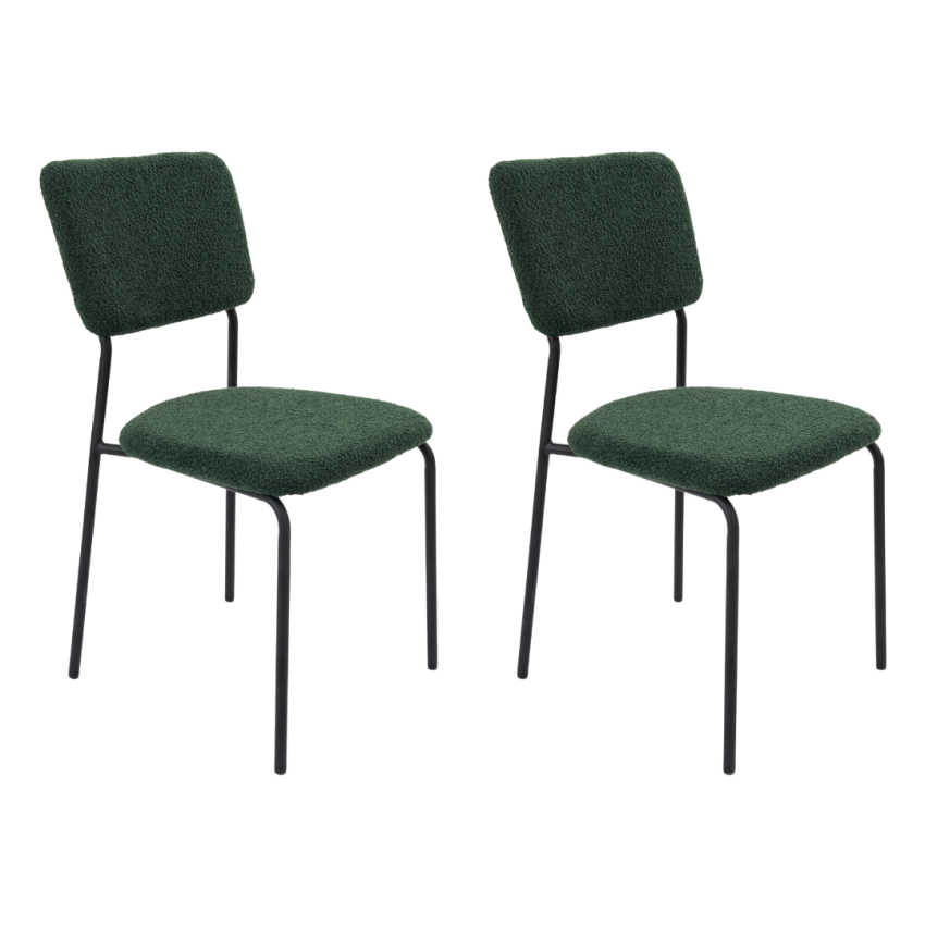 Set 2 Scaune bucatarie, tapitat cu stofa, s-209, verde