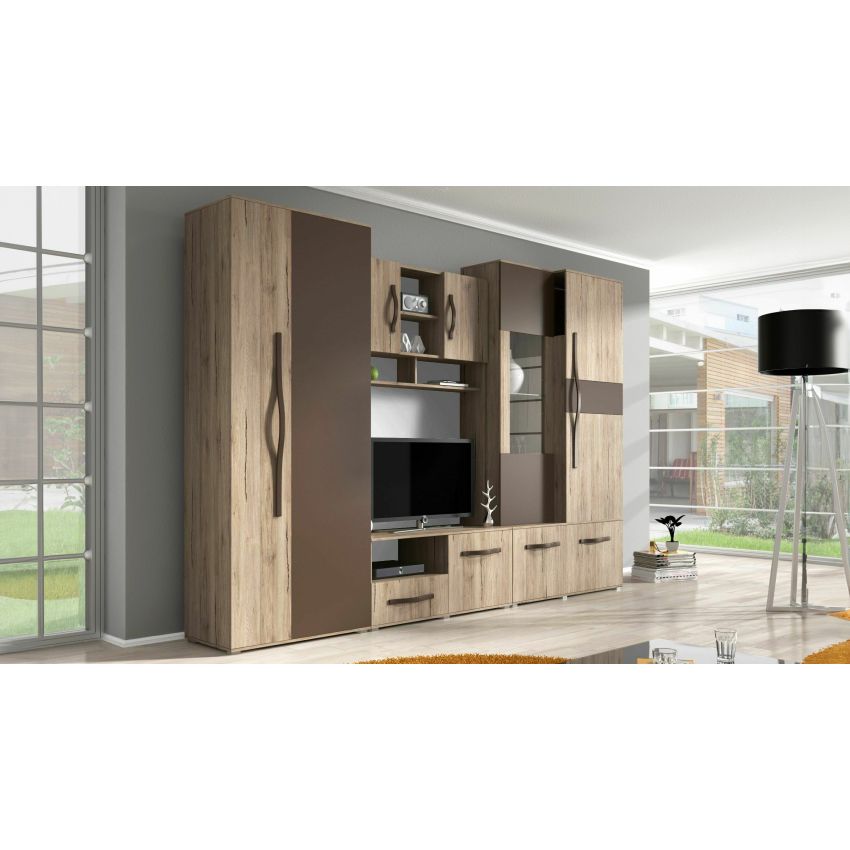 Bibliotecă living Daniel, 300 cm, Sonoma Maro
