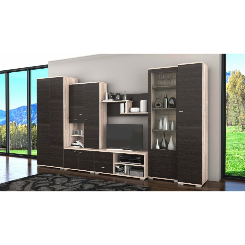 Bibliotecă living Gabriela, 370 cm, Wenge Sonoma