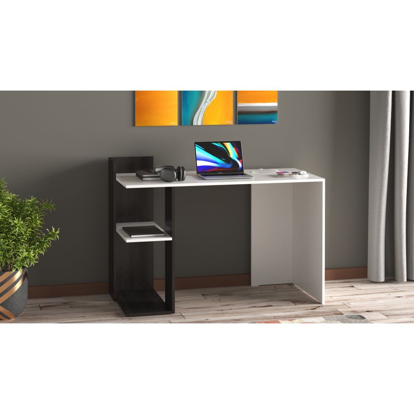 Birou Coral, alb / sonoma, pal, 122x56x75 cm