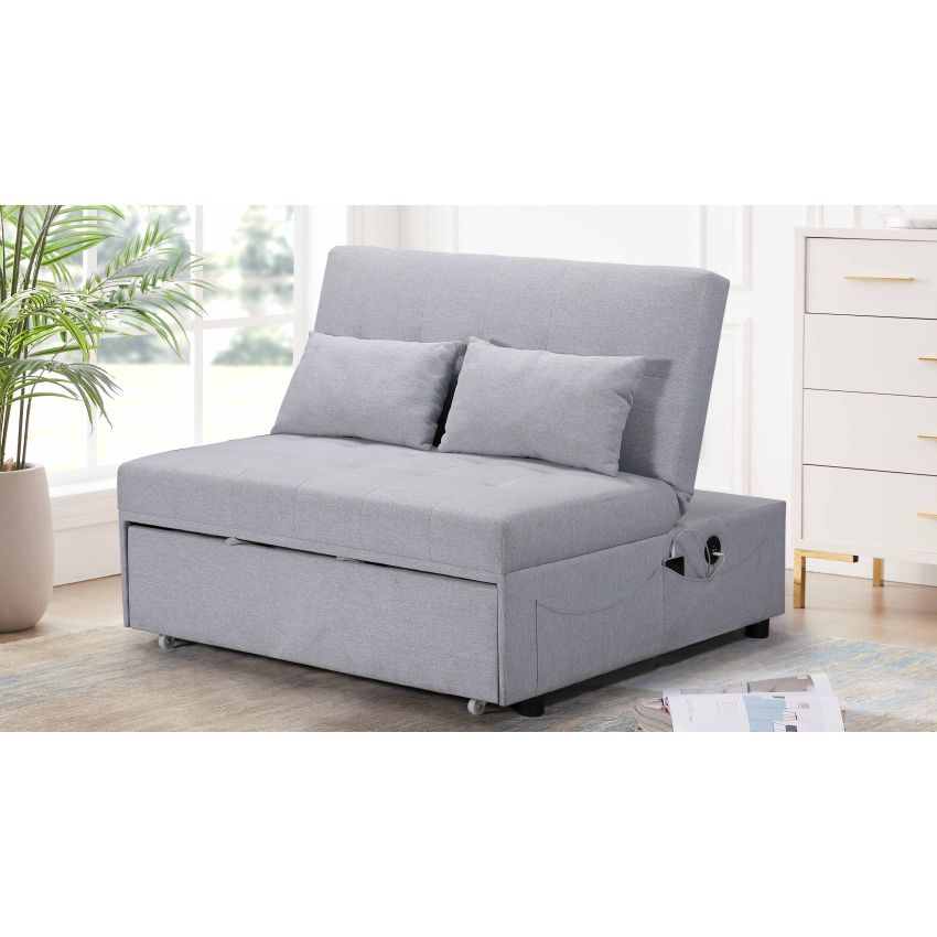 Canapea extensibila Cora, material textil, gri, 120x117x94 cm