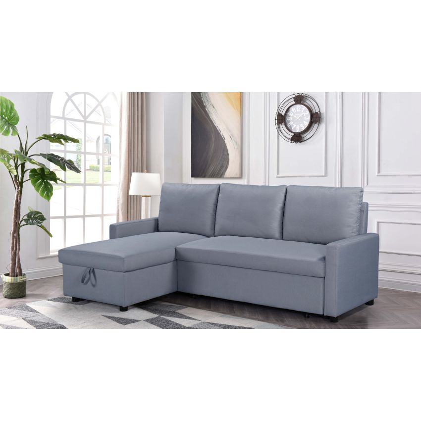 Coltar extensibil Ami, material textil, gri inchis, 203x130x88 cm