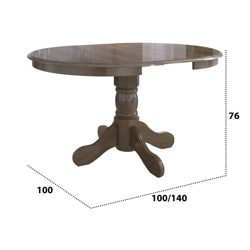 Masa extensibila Ama 100x130, lemn masiv, nuc, blat din MDF
