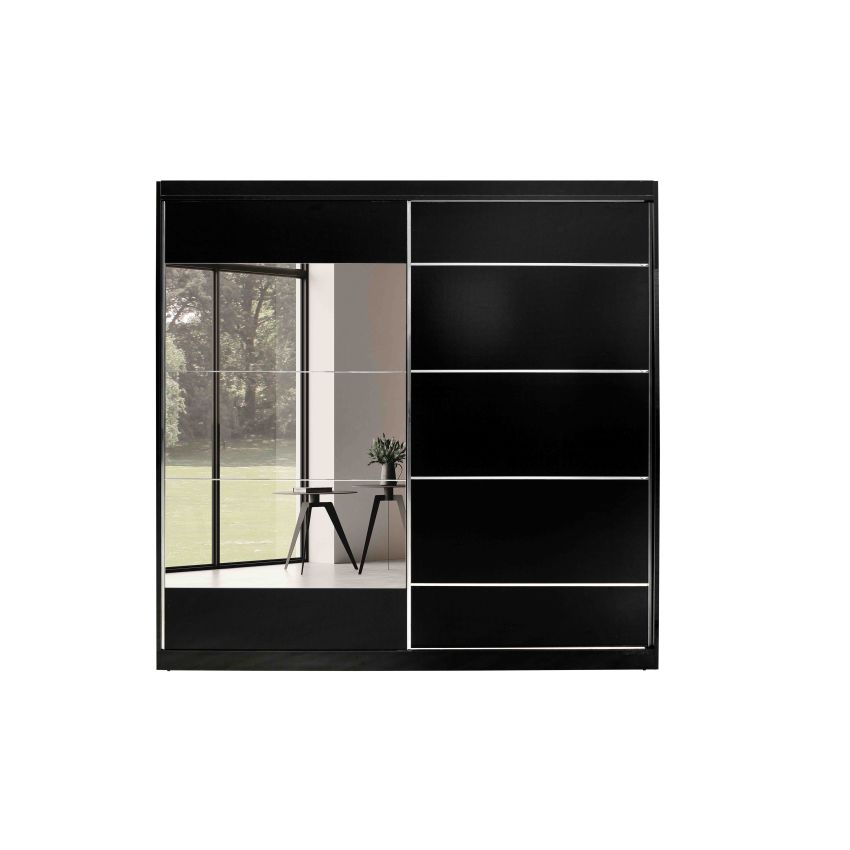 Dressing Hera negru, cu oglinda, 200 cm