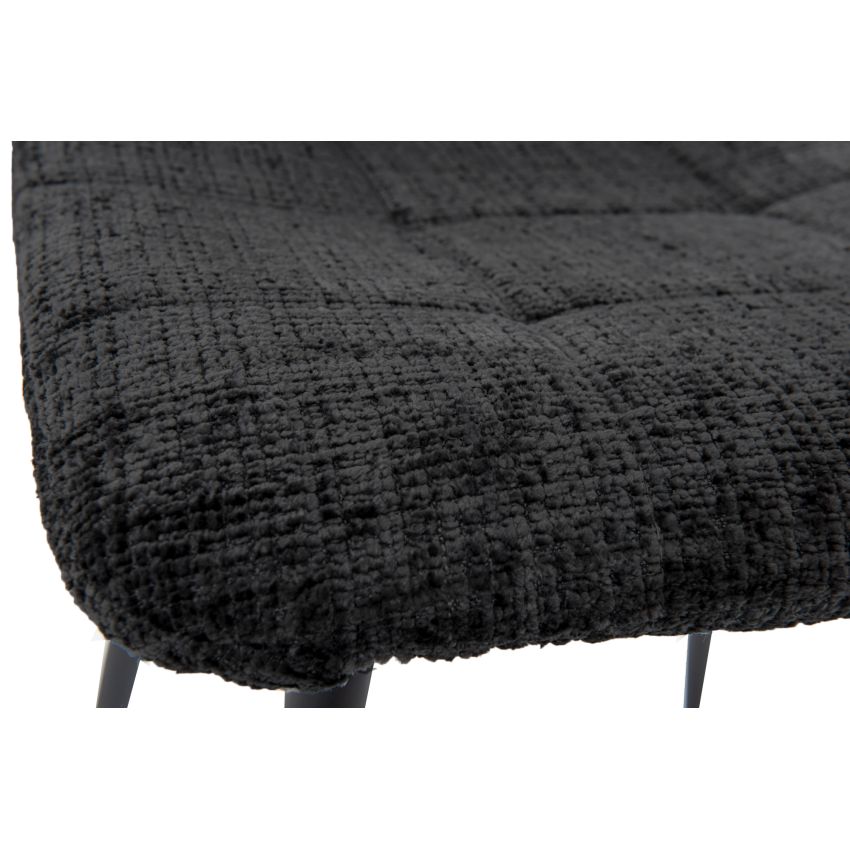 Set 2 scaune tapitate S-208, Stofa, Negru