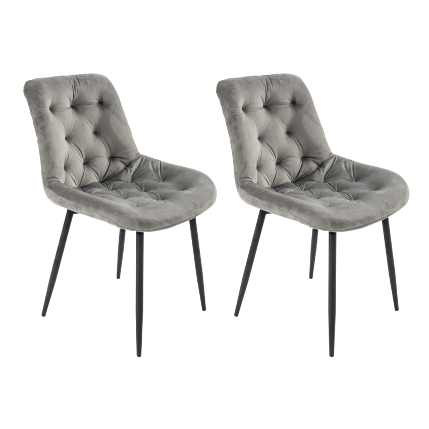Set 2 Scaune Bucatarie Tapitat S-212, Stofa, Gri