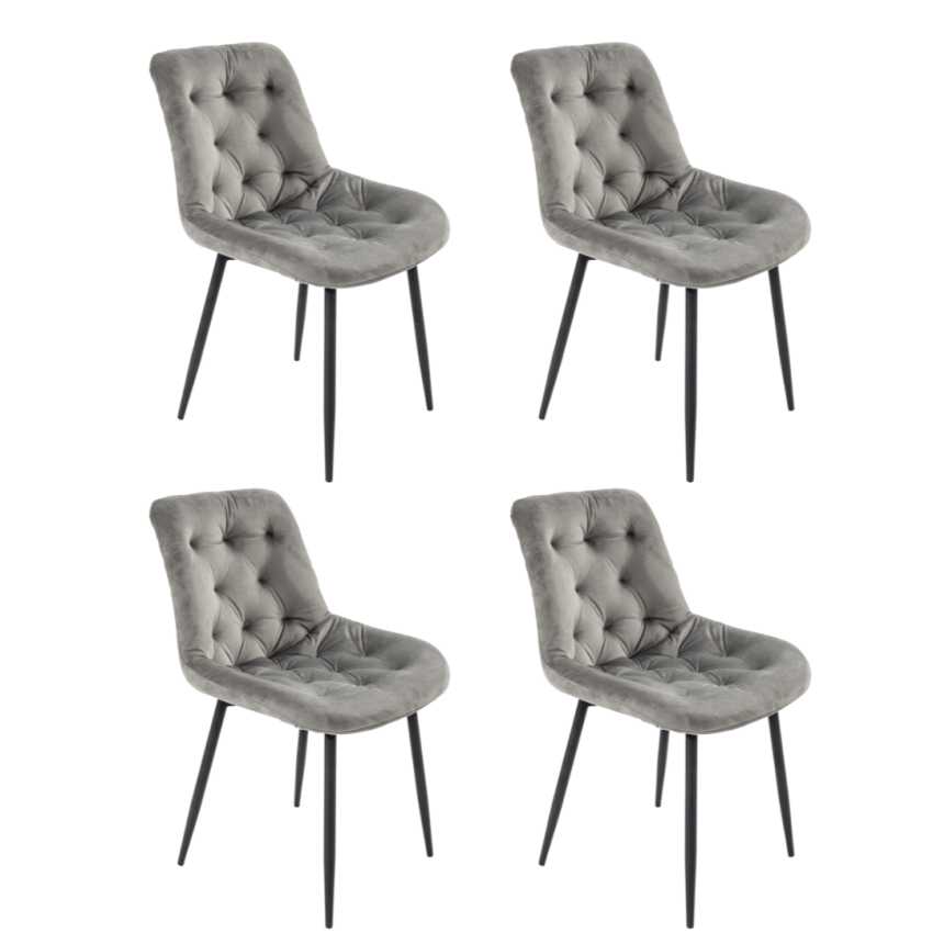 Set 4 Scaune Bucatarie Tapitat S-212, Stofa, Gri