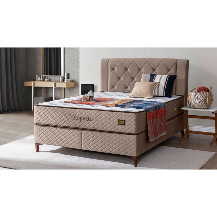 Pat Encanto 160 x 200 , tapitat, culoare cappuccino