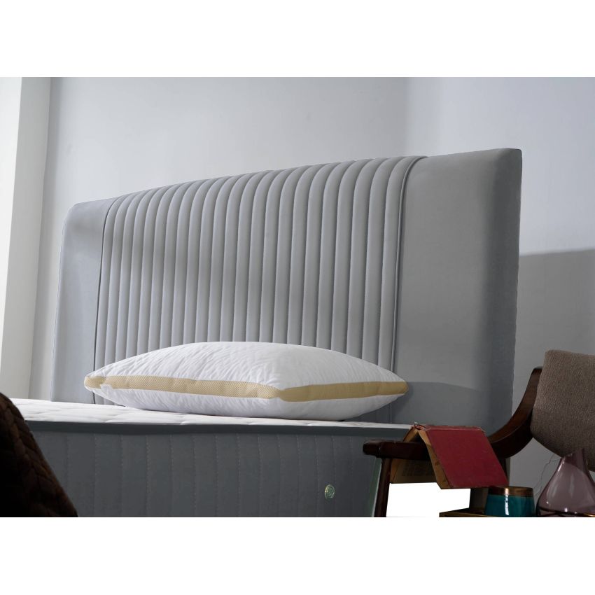 Pat Melia cu saltea 160 x 200 , tapitat, culoare gri deschis