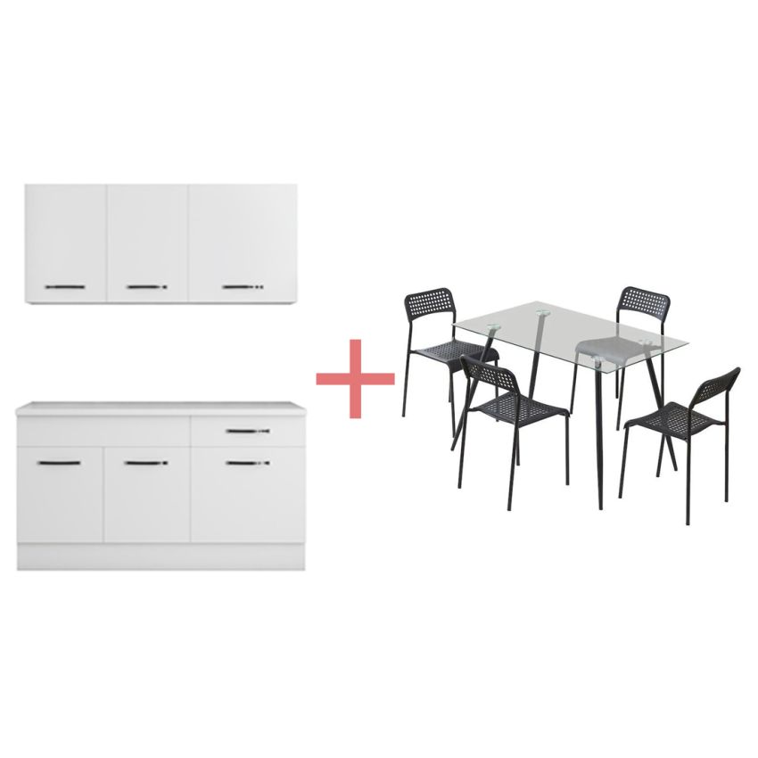 Pachet  - Set Bucatarie Sofia alb + Set Masa cu 4 scaune MBS-36