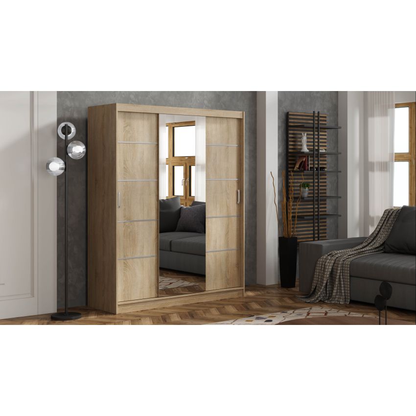 Dressing Ory, wenge, 3 usi, cu oglinda, 180 cm