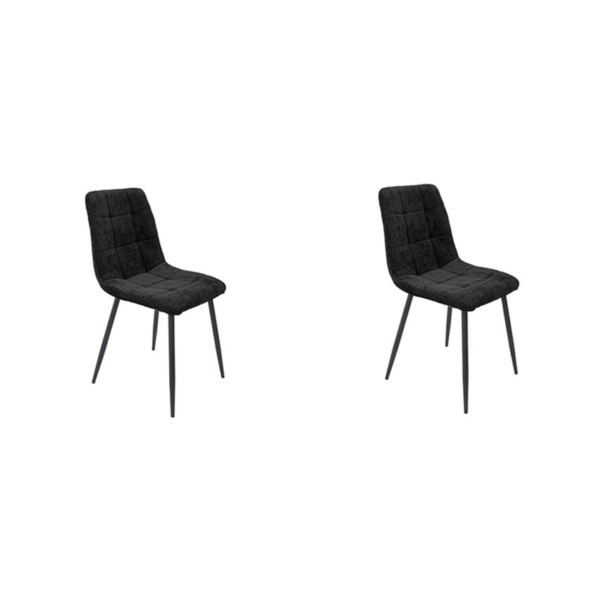 Set 2 scaune tapitate S-208, Stofa, Negru