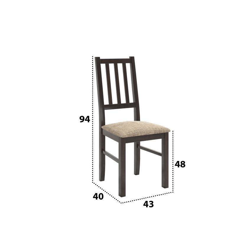 Set masa extensibila jork 160-200 cm, lemn masiv wenge, cu 8 scaune tapitate stofa maro, s-38 b4 W2