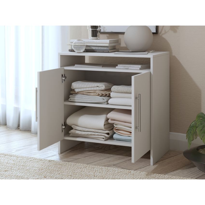 Dormitor Eco alb, dulap 3 usi, pat 160x200 cm, 2 noptiere, comoda