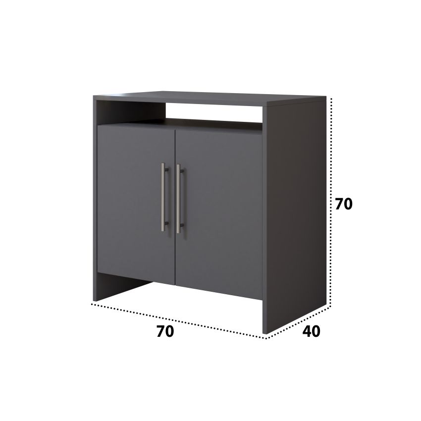 Dormitor Eco antracit, dulap 3 usi, pat 160x200 cm, 2 noptiere, comoda