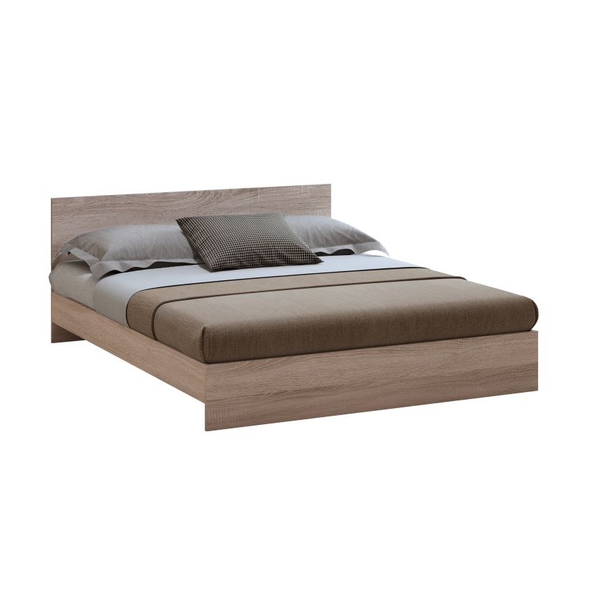 Dormitor Eco sonoma, dulap 3 usi, pat 160x200 cm, 2 noptiere, comoda